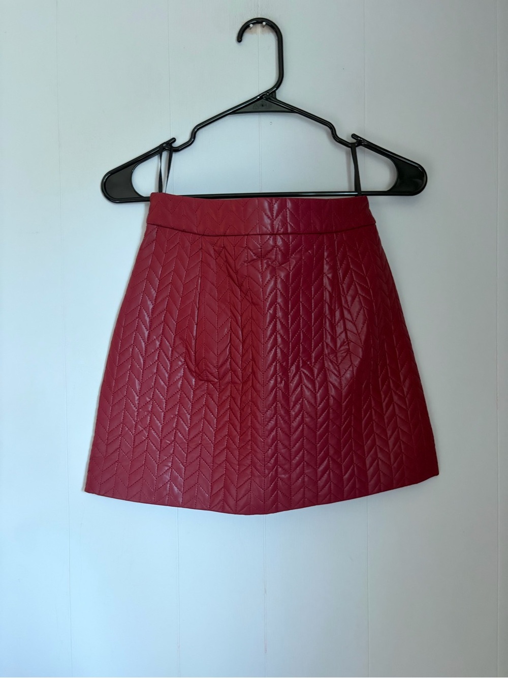 Commense Quilted Red A-Line Skirt